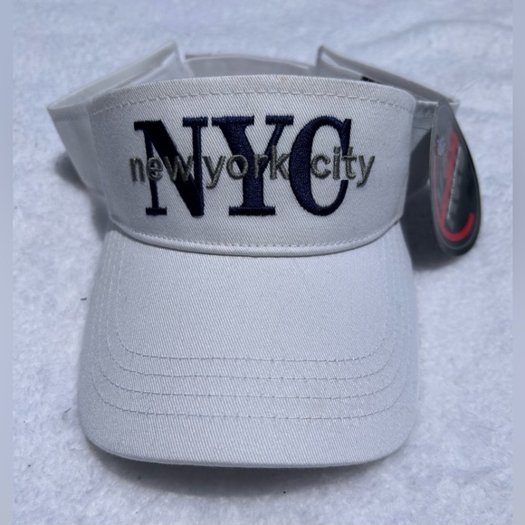 White Sun Visor Tennis Visor Hat With New York Logo - Picture 1 of 9